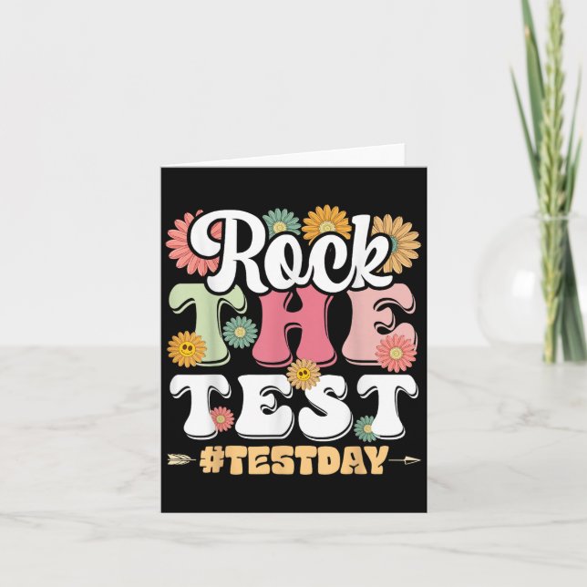 Rock The Test Testing Day Groovy Motivational Teac Karte (Vorderseite)