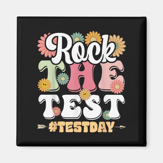 Rock The Test Testing Day Groovy Motivational Teac Magnet (Vorne)