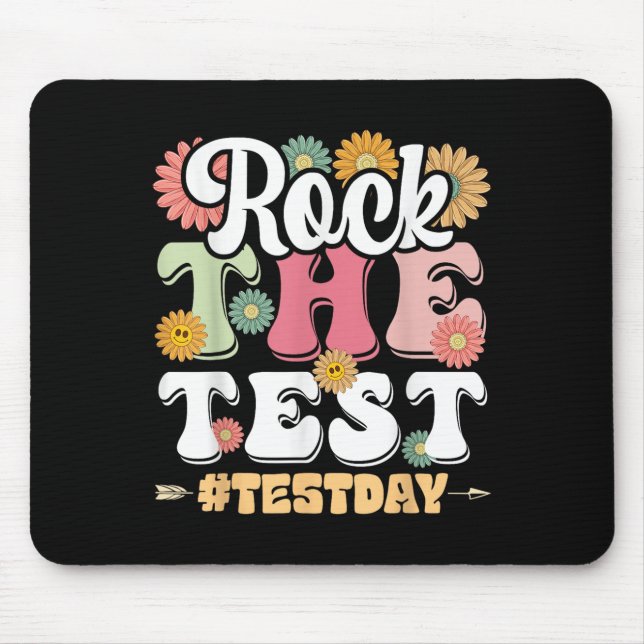 Rock The Test Testing Day Groovy Motivational Teac Mousepad (Vorne)