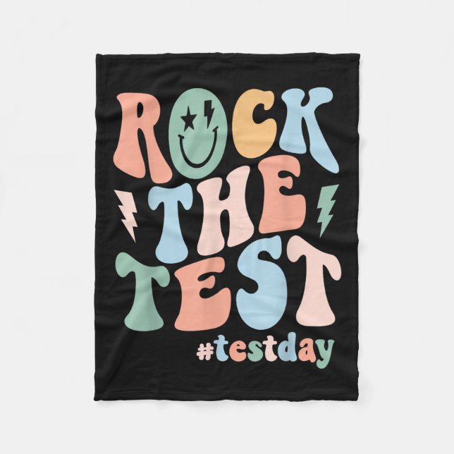 Rock The Test Testing Day Retro Motivational Teach Fleecedecke (Vorderseite)