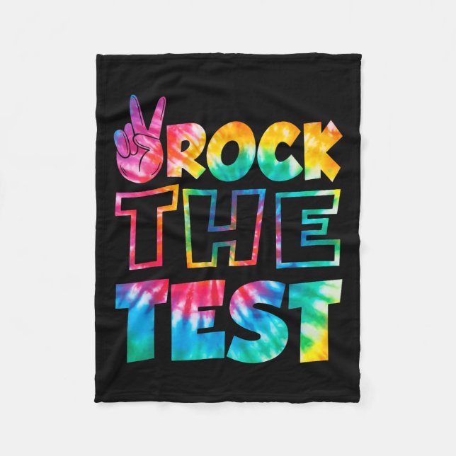 Rock The Test Testing Day Retro Motivational Teach Fleecedecke (Vorderseite)