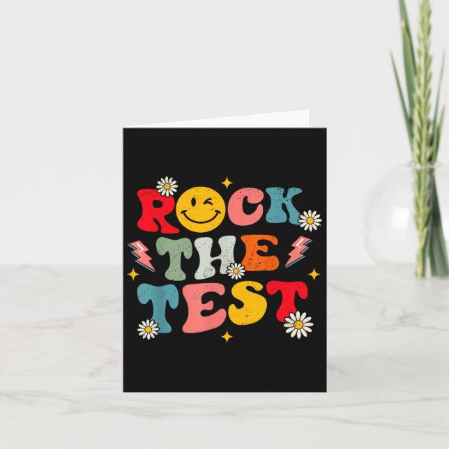 Rock The Test Testing Day Retro Motivational Teach Karte (Vorderseite)