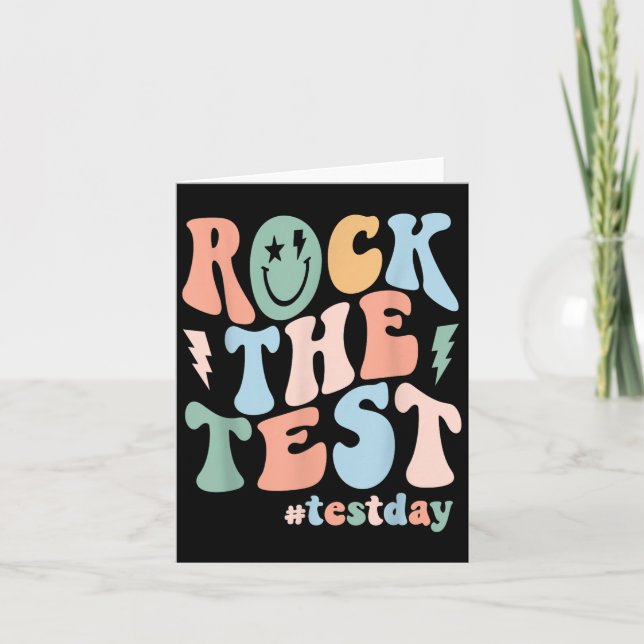 Rock The Test Testing Day Retro Motivational Teach Karte (Vorderseite)