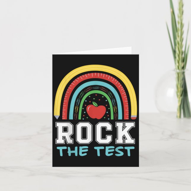 Rock The Test Testing Day Retro Motivational Teach Karte (Vorderseite)