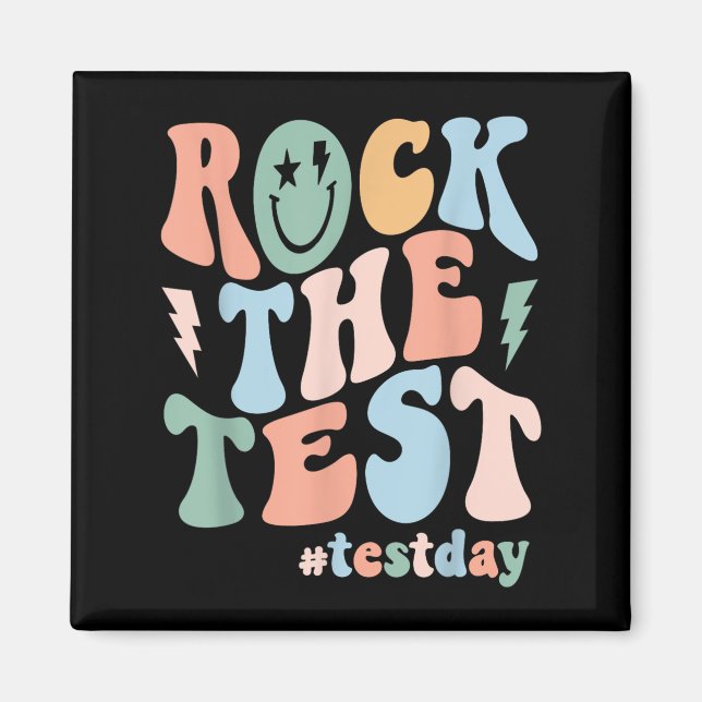 Rock The Test Testing Day Retro Motivational Teach Magnet (Vorne)