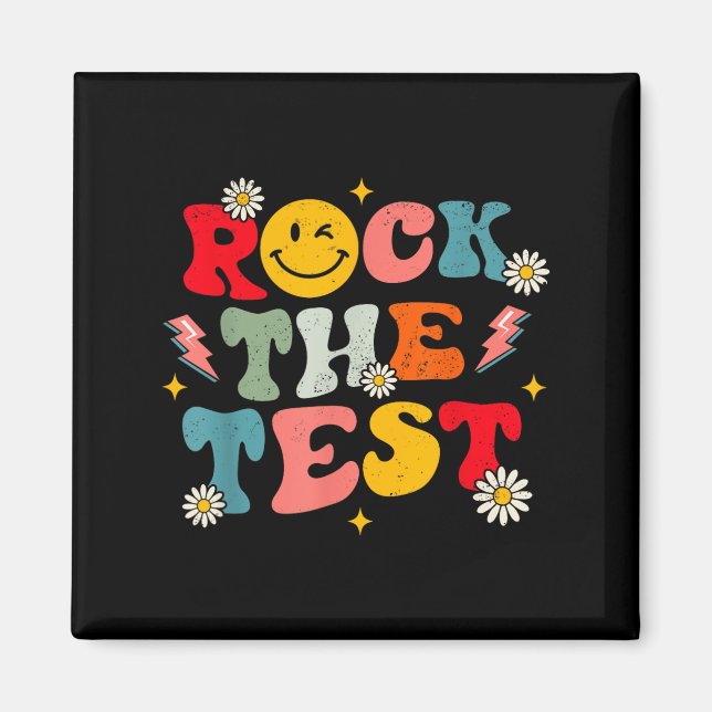 Rock The Test Testing Day Retro Motivational Teach Magnet (Vorne)