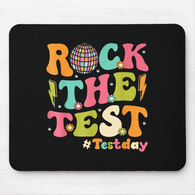 Rock The Test Testing Day Retro Motivational Teach Mousepad (Vorne)