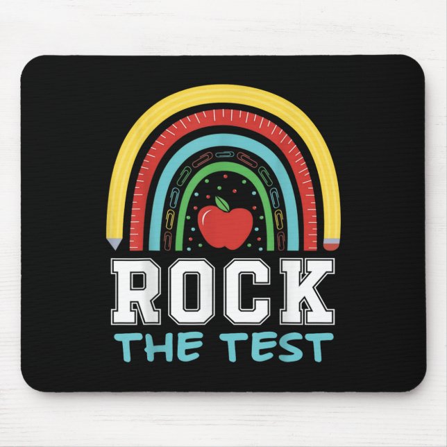Rock The Test Testing Day Retro Motivational Teach Mousepad (Vorne)