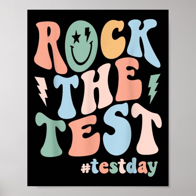Rock The Test Testing Day Retro Motivational Teach Poster (Vorne)