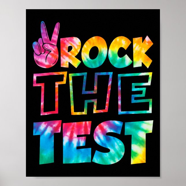 Rock The Test Testing Day Retro Motivational Teach Poster (Vorne)