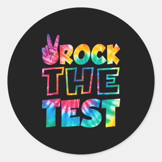 Rock The Test Testing Day Retro Motivational Teach Runder Aufkleber (Vorderseite)