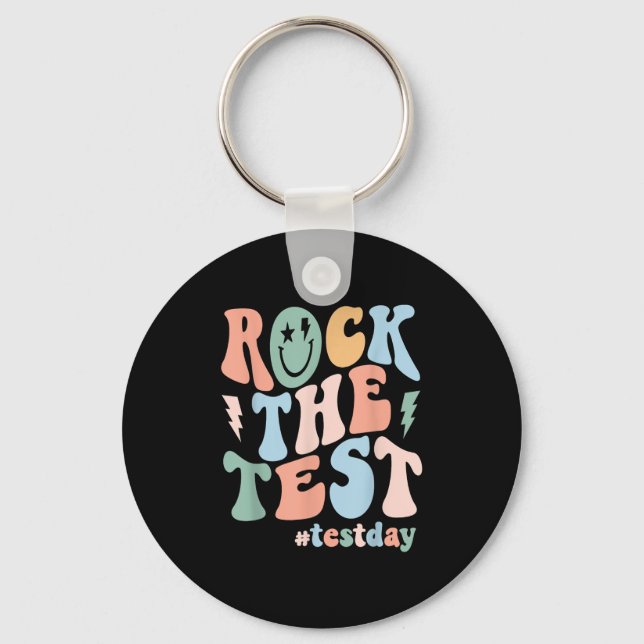 Rock The Test Testing Day Retro Motivational Teach Schlüsselanhänger (Vorderseite)