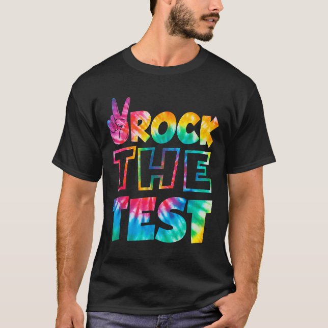 Rock The Test Testing Day Retro Motivational Teach T-Shirt (Vorderseite)