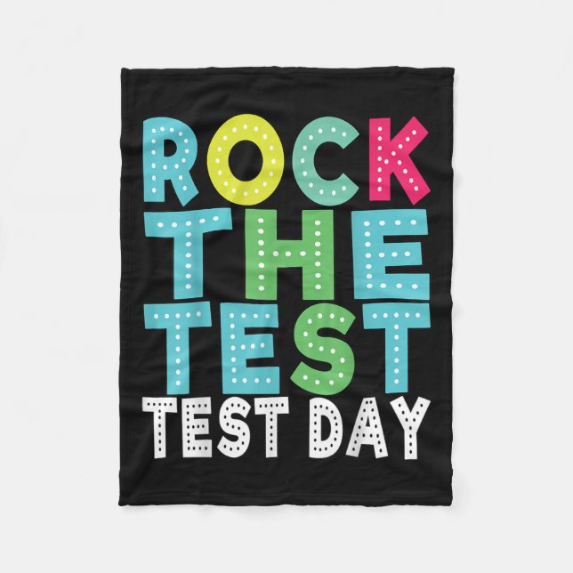 Rock The Test Testing Day Staar Motivational Teach Fleecedecke (Vorderseite)