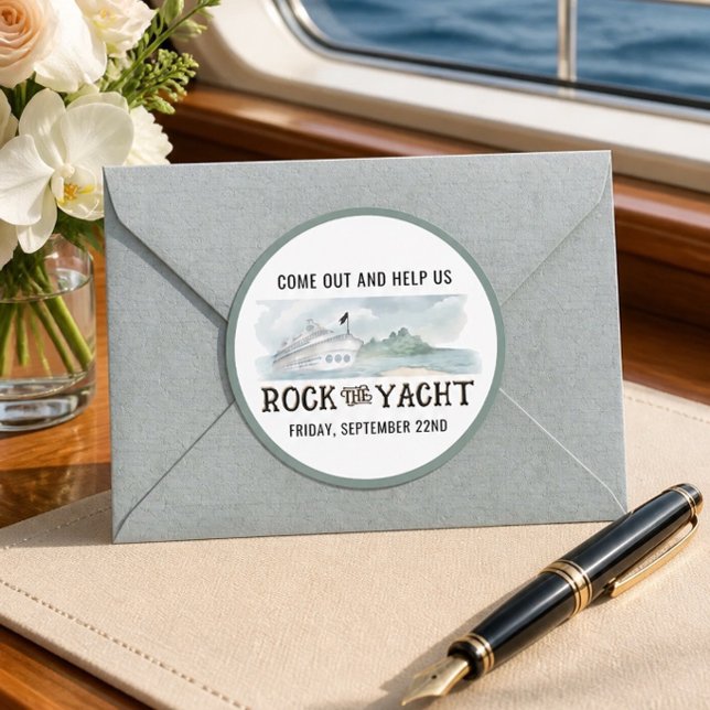 Rock the Yacht Runder Aufkleber (Von Creator hochgeladen)