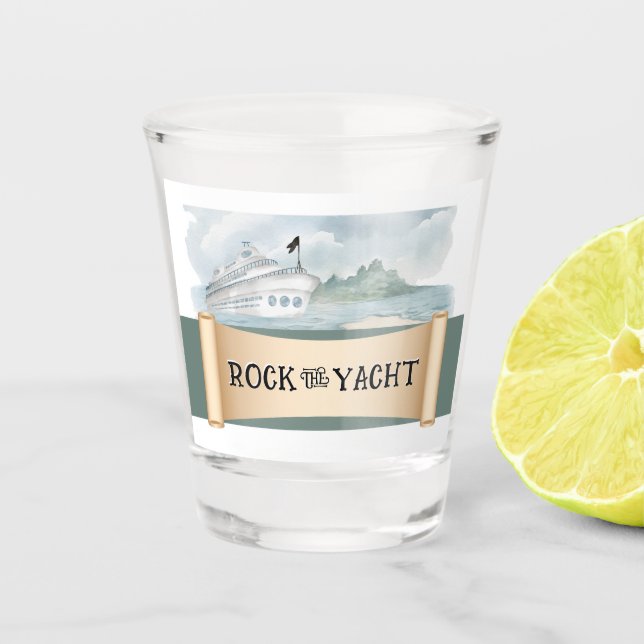 Rock the Yacht Shot Glass Gastgeschenk Schnapsglas (Vorderseite)