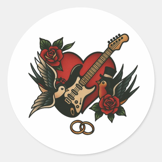 Rock Themed Wedding Stationary - Aufkleber (Vorderseite)