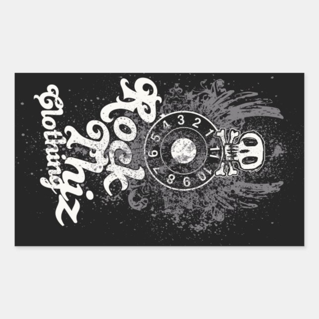 Rock Thiz Bekleidungskleber Skull & Zahlen #2 Rechteckiger Aufkleber (Vorderseite)