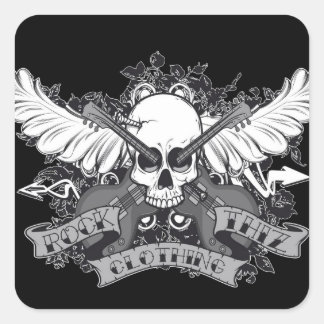 Rock Thiz Bekleidungssticker Skull, Wings & Gitarr Quadratischer Aufkleber