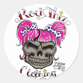 Rock Thiz Clothing & Tattoo Tony Pink Ponytails Runder Aufkleber