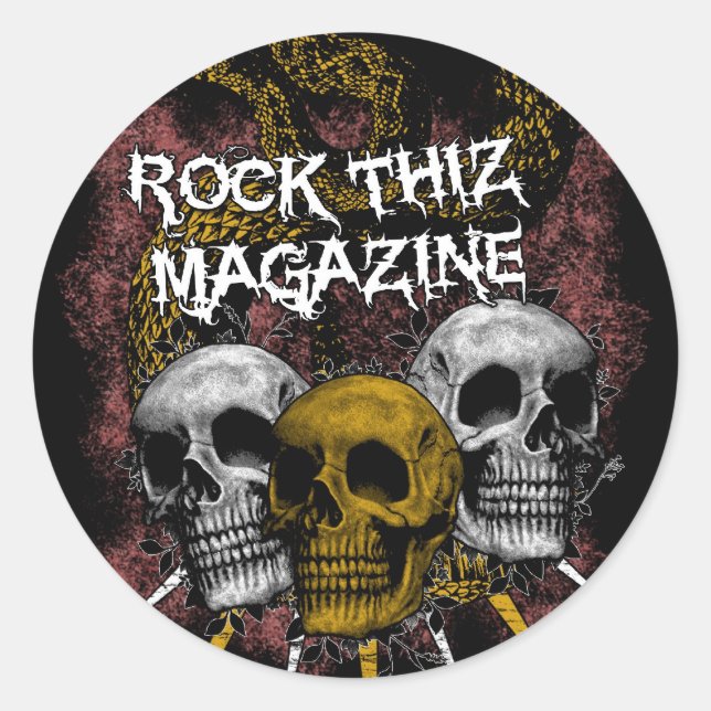 Rock Thiz Magazine Stickers 3 Skulls & Spikes (Vorderseite)