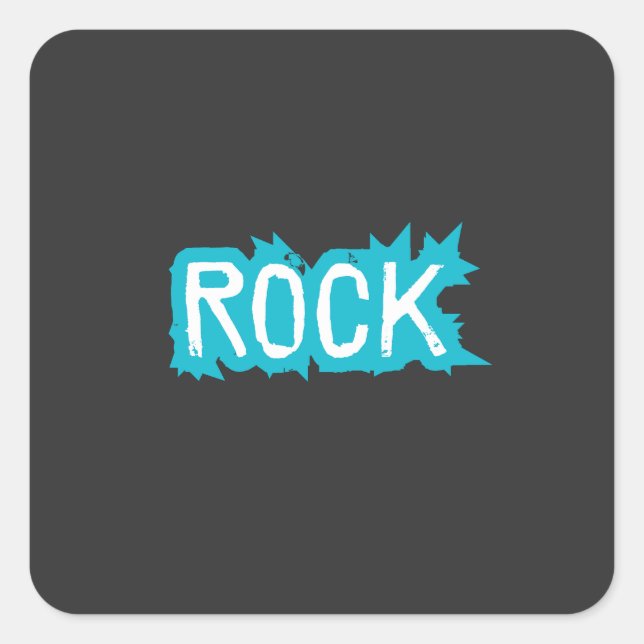 Rock Typografie Quadratischer Aufkleber (Vorderseite)
