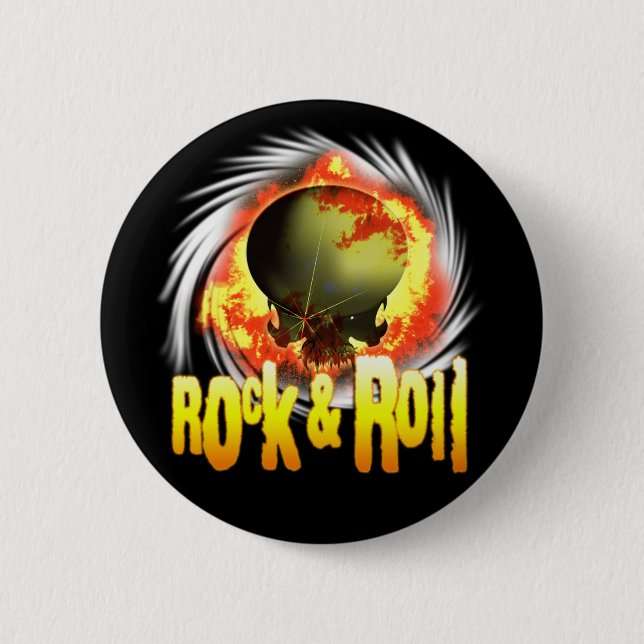 Rock-u. Rollenschädel-runder Knopf Button (Vorderseite)