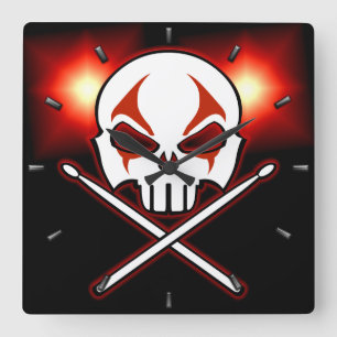 Rock-u. Rollenuhr-Schwermetallschlagzeuger-Wanduhr Quadratische Wanduhr