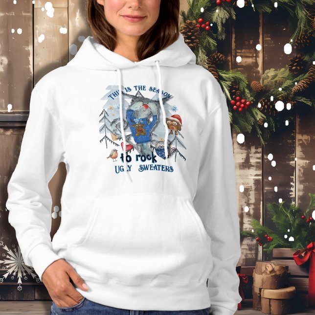 Rock Ugly Sweater Funny Cat & Mouse Hoodie (Rock Ugly Sweater Funny Cat & Mouse)
