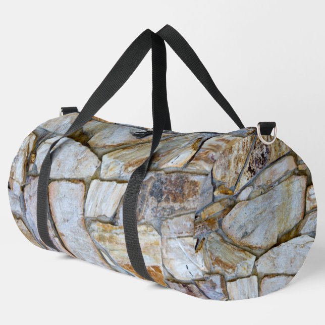 Rock Wall realistische Texturfotografie Rockhound Duffle Bag (Linke Ecke)