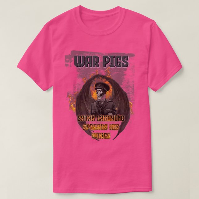 Rock War Pigs general skeleton devil satan laughin T-Shirt (Design vorne)