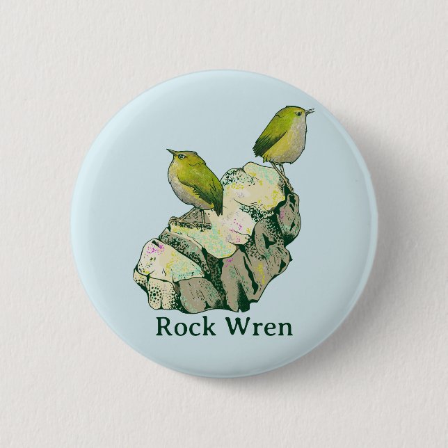 Rock Wren birds Neuseeland Button (Vorderseite)
