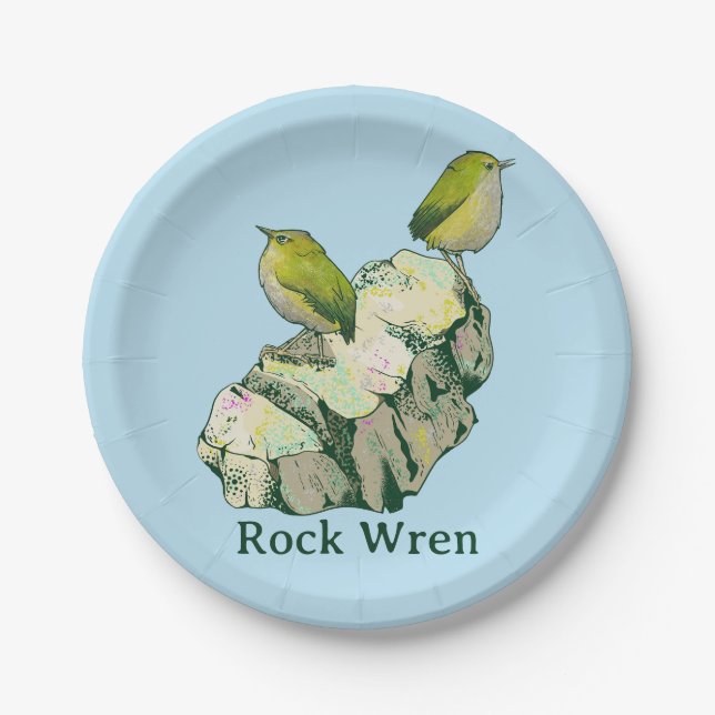 Rock Wren birds Neuseeland Pappteller (Vorderseite)