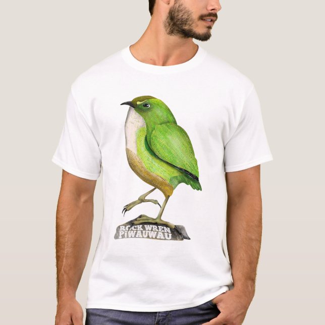 Rock Wren piwauwau NZ BIRD T-Shirt (Vorderseite)