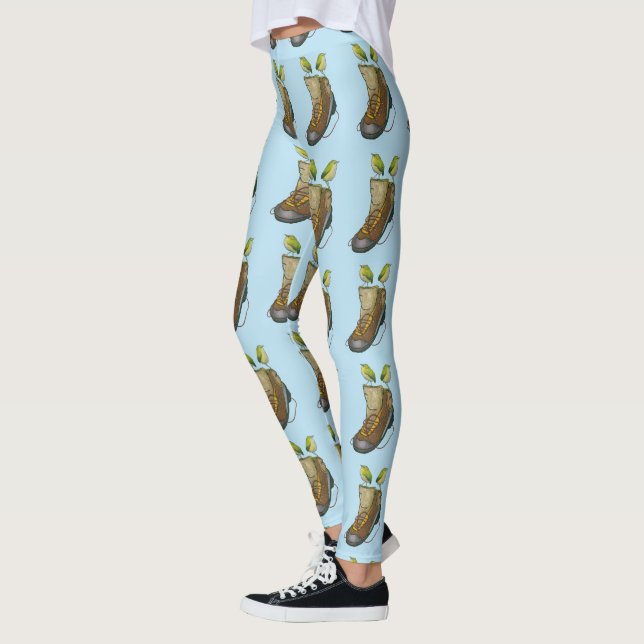 Rock Wren Tuke auf einem Wanderboot Leggings (Links)