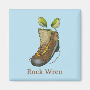 Rock Wren Tuke auf einem Wanderboot Magnet