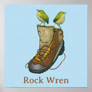Rock Wren Tuke auf einem Wanderboot Poster