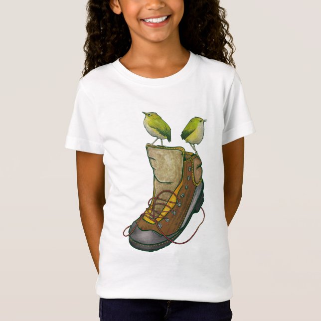 Rock Wren Tuke auf einem Wanderboot T-Shirt (Vorderseite)