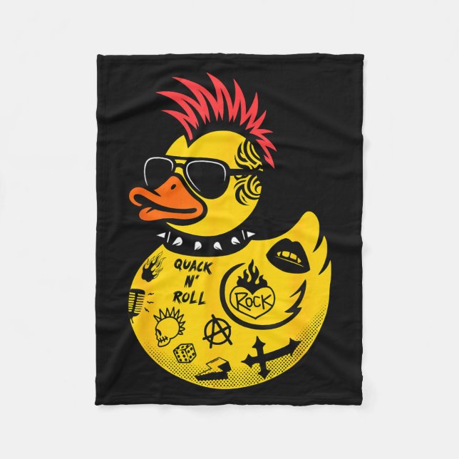 Rock Yellow Rubber Duck Men Women Kids Funny Duck  Fleecedecke (Vorderseite)