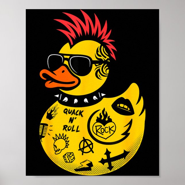 Rock Yellow Rubber Duck Men Women Kids Funny Duck  Poster (Vorne)