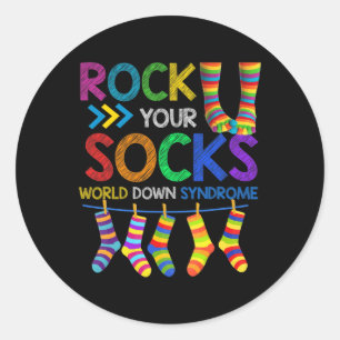 Rock Your Socks Niedlich 3-21 Trisomy 21 World Dow Runder Aufkleber