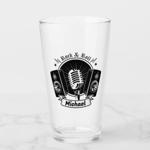 Rocka und Roll Mic und Lautsprecher Glas