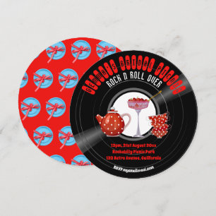 Rockabilly-Brautparty-Schallplatte Retro 1950er Einladung