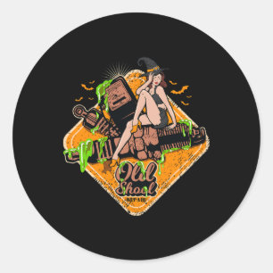 Rockabilly Button-up Girl Hexe Rock Music Hallowee Runder Aufkleber