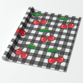 Rockabilly Cherries aus den 50er Jahren auf Schwar Geschenkpapier