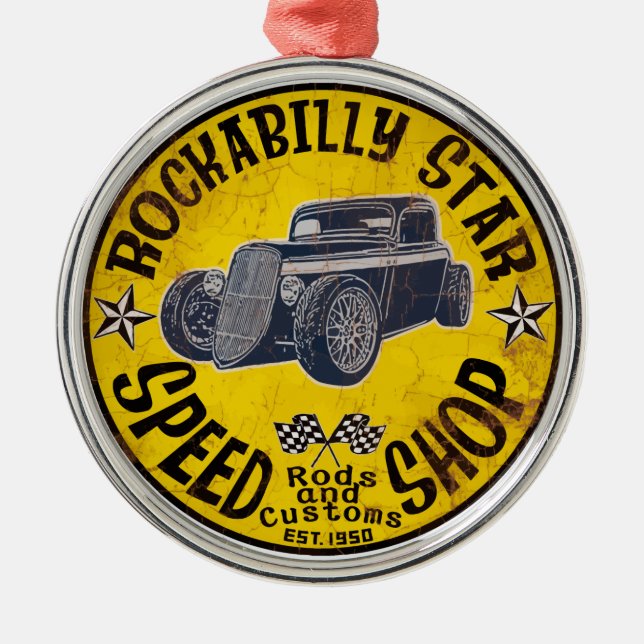 Rockabilly Fahrt Ornament Aus Metall (Vorne)
