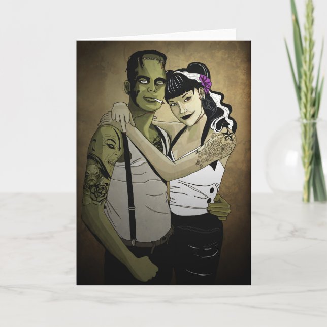 Rockabilly Frank und Braut Karte (Vorderseite)