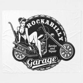 Rockabilly Garage Button Up Girl Fleecedecke