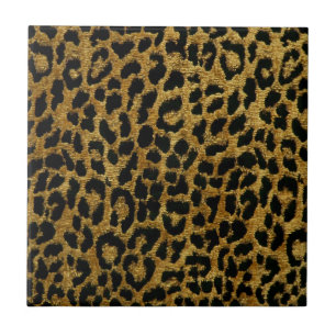 Rockabilly Gold Black Leopard Print Keramik Tile Fliese