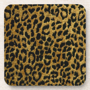 Rockabilly Gold Schwarz Leopardendruck Korkunterse Untersetzer